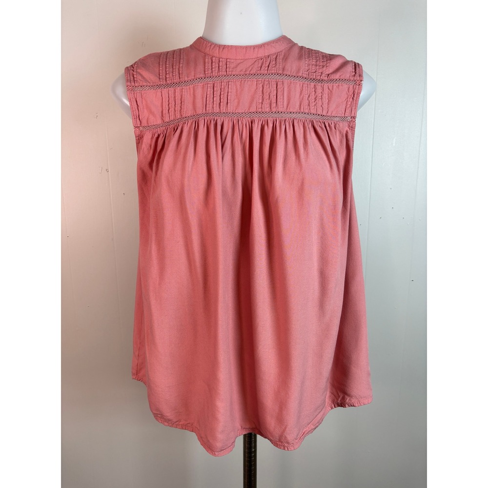 Old Navy Sleeveless Top Small Pink Pintuck Lace Trim‎ Boho Blouse Womens
